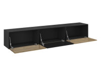 Lowboard VARIANTO 4, Schrank Set, anthrazit matt / Evoke Eiche / schwarz Hochglanz 3 tlg., 228 cm hängend