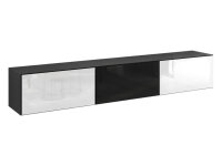 Lowboard VARIANTO 4, Schrank Set, anthrazit matt / weiß Hochglanz / schwarz Hochglanz 3 tlg., 228 cm hängend