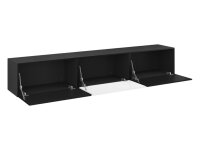 Lowboard VARIANTO 4, Schrank Set, anthrazit matt / schwarz Hochglanz / weiß Hochglanz 3 tlg., 228 cm hängend