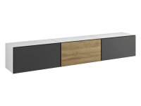 Lowboard VARIANTO 4, Schrank Set, weiß matt / anthrazit matt / Evoke Eiche 3 tlg., 228 cm hängend