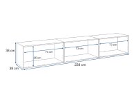 Lowboard VARIANTO 4, Schrank Set, weiß matt / anthrazit matt / Evoke Eiche 3 tlg., 228 cm hängend