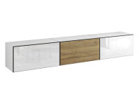 Lowboard VARIANTO 4, Schrank Set, weiß matt / weiß Hochglanz / Evoke Eiche 3 tlg., 228 cm hängend