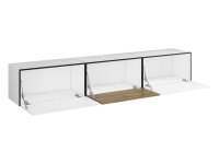 Lowboard VARIANTO 4, Schrank Set, weiß matt / weiß Hochglanz / Evoke Eiche 3 tlg., 228 cm hängend