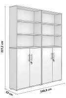 Aktenschrank TABOR 11 in lichtgrau / Gold Harbor Oak, Schrankwand, Büroschrank, abschließbar, Metallgriffe