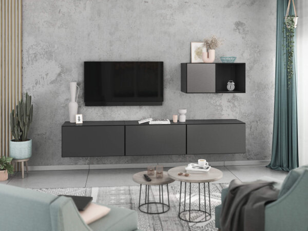 Wohnwand VARIANTO 5 Schrank Set 5 tlg., 228 cm, Wandhängend, 3 Schränke mit Klappen, 1 Schrank mit Tür und 1 Regal