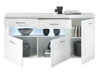 Sideboard Lugano inkl. Beleuchtung Kommode, 180 cm breit weiß Hochglanz MDF