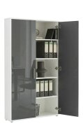 Büromöbel-Set TABOR PRO 6 in weiß / anthrazit Hochglanz, Arbeitszimmer Komplett-Set