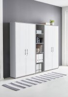 Aktenschrank TABOR 10 in lichtgrau / weiß matt, Schrankwand, Büroschrank, abschließbar, Metallgriffe