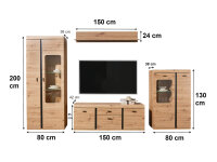 Wohnwand KOS in Artisan Eiche Wohnzimmer-Set, Softclose, inkl. LED-Beleuchtung