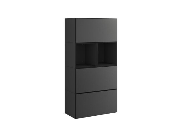 Highboard VARIANTO 8 Schrank Set 5 tlg., anthrazit matt / anthrazit matt, Sideboard, 3 Schränke mit Klappe, 2 Regale