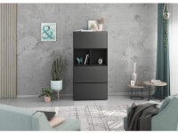 Highboard VARIANTO 8 Schrank Set 5 tlg., anthrazit matt / anthrazit matt, Sideboard, 3 Schränke mit Klappe, 2 Regale