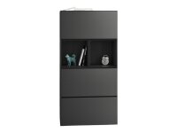 Highboard VARIANTO 8 Schrank Set 5 tlg., anthrazit matt / anthrazit matt, Sideboard, 3 Schränke mit Klappe, 2 Regale
