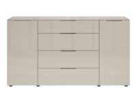 Sideboard TREND 4 kaschmir, Front und Oberboden aus Glas, Metallgriffe, 180cm breit