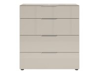 Schubkastenkommode TREND 10 kaschmir, Front und Oberboden aus Glas, Metallgriffe, 90 cm breit