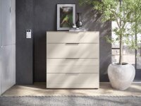 Schubkastenkommode TREND 10 kaschmir, Front und Oberboden aus Glas, Metallgriffe, 90 cm breit