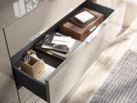 Schubkastenkommode TREND 10 kaschmir, Front und Oberboden aus Glas, Metallgriffe, 90 cm breit