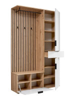 Kompaktgarderobe MONTE CARLO mit Spiegel in Artisan Eiche Nb. / weiß 122 cm breit