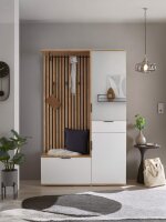 Kompaktgarderobe MONTE CARLO mit Spiegel in Artisan Eiche Nb. / weiß 122 cm breit