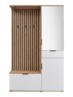 Kompaktgarderobe MONTE CARLO mit Spiegel in Artisan Eiche Nb. / weiß 122 cm breit