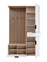 Kompaktgarderobe MONTE CARLO mit Spiegel in Artisan Eiche Nb. / weiß 122 cm breit