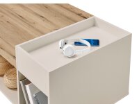 Couchtisch EMILIA Absetzung Artisan Eiche Nb., inkl. 4 Rollen, Ablagefach in der Tischplatte