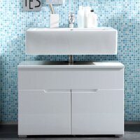 Stella Trading SPICE Badezimmer Waschbeckenunterschrank in Weiß Hochglanz - Bad Unterschrank mit viel Stauraum - 80 x 54 x 46 cm (B/H/T)