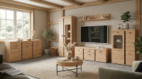 Wohnwand KOS in Artisan Eiche Wohnzimmer-Set, Softclose, inkl. LED-Beleuchtung