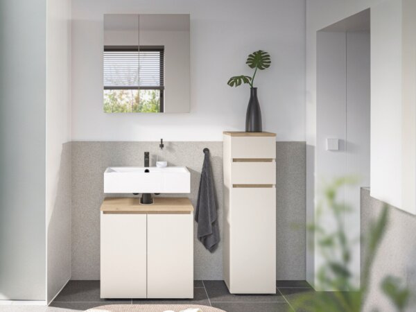 Badezimmer Badmöbel -Set LONDRES Spiegelschrank Wbu Kommode Set 3