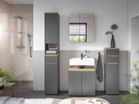 Badezimmer Badmöbel -Set LONDRES Anthrazit Hochschrank Spiegelschrank Wbu Kommode Set 1