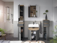 Badezimmer Badmöbel -Set LONDRES Anthrazit Hochschrank Spiegelschrank Wbu Kommode Set 1