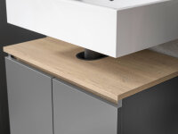 Badezimmer Badmöbel -Set LONDRES Anthrazit Hochschrank Spiegelschrank Wbu Kommode Set 1