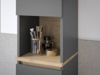 Badezimmer Badmöbel -Set LONDRES Anthrazit Hochschrank Spiegelschrank Wbu Kommode Set 1