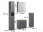Badezimmer Badmöbel -Set LONDRES Anthrazit Hochschrank Spiegelschrank Wbu Kommode Set 1