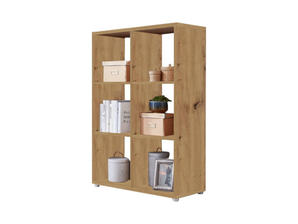Standregal Raumteiler QUADRO in Artisan Eiche, 6 Fächer, (BxHxT) 72x108,5x33 cm