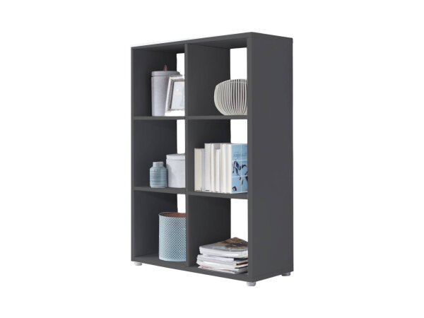 Standregal Raumteiler QUADRO in Anthrazit, 6 Fächer, (BxHxT) 72x108,5x33 cm