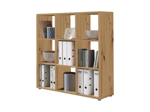 Standregal Raumteiler QUADRO in Artisan Eiche, 9 Fächer, (BxHxT) 106,5x108,5x33 cm