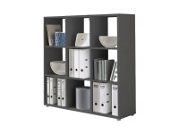 Standregal Raumteiler QUADRO in Anthrazit, 9 Fächer,...