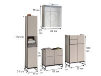 Badezimmer Badmöbel-Set VENEZIA kaschmir Spiegelschrank WBU optional Hoch-/Highboard