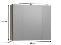Badezimmer Spiegelschrank VENEZIA kaschmir Badmöbel 80 cm breit