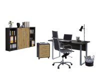 Büromöbel-Set TABOR 2 in anthrazit / Artisan Eiche, Arbeitszimmer Komplett-Set Büro