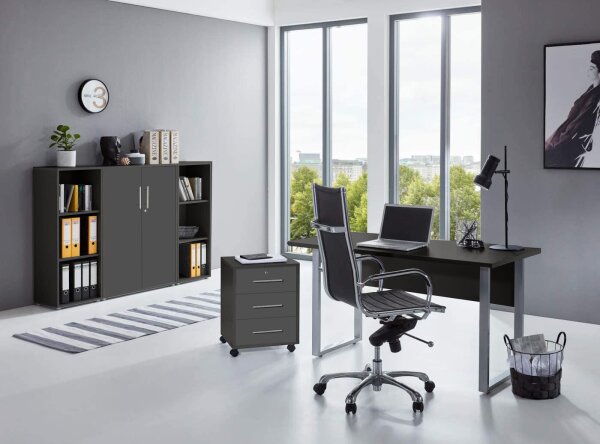 Büromöbel-Set TABOR 2 in anthrazit / anthrazit matt, Arbeitszimmer Komplett-Set Büro