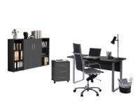 Büromöbel-Set TABOR 2 in anthrazit / anthrazit matt, Arbeitszimmer Komplett-Set Büro