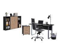 Büromöbel-Set TABOR 2 in anthrazit / Gold Harbor Oak, Arbeitszimmer Komplett-Set Büro