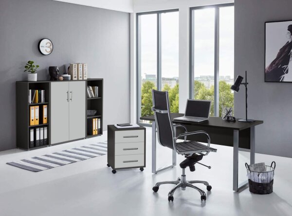 Büromöbel-Set TABOR 2 in anthrazit / lichtgrau, Arbeitszimmer Komplett-Set Büro