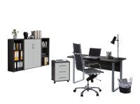 Büromöbel-Set TABOR 2 in anthrazit / lichtgrau, Arbeitszimmer Komplett-Set Büro