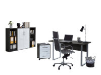 Büromöbel-Set TABOR 2 in anthrazit / weiß Hochglanz, Arbeitszimmer Komplett-Set Büro