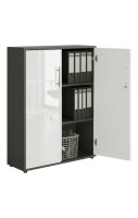 Büromöbel-Set TABOR 2 in anthrazit / weiß Hochglanz, Arbeitszimmer Komplett-Set Büro