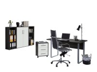 Büromöbel-Set TABOR 2 in anthrazit / weiß matt, Arbeitszimmer Komplett-Set Büro