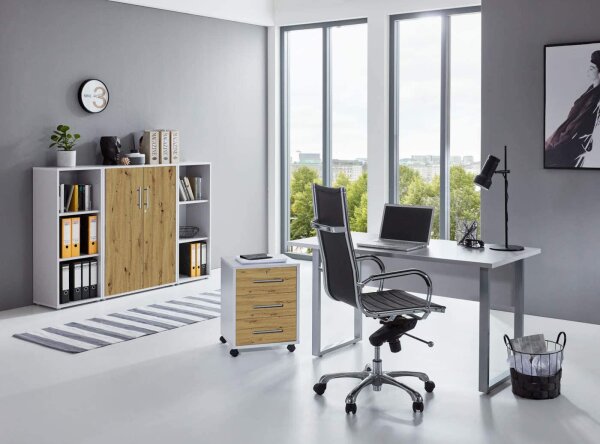 Büromöbel-Set TABOR 2 in lichtgrau / Artisan Eiche, Arbeitszimmer Komplett-Set Büro