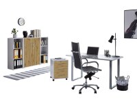 Büromöbel-Set TABOR 2 in lichtgrau / Artisan Eiche, Arbeitszimmer Komplett-Set Büro